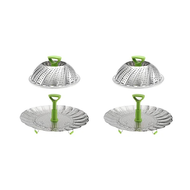 Foldable Stainless Steel Steamer Basket, Adjustable Vegetable Steamer with Handle for Pot Cooking