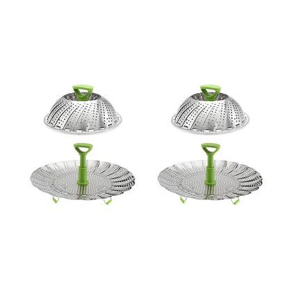 Foldable Stainless Steel Steamer Basket, Adjustable Vegetable Steamer with Handle for Pot Cooking