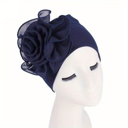 Women's 3D Floral Turban Hat – Elegant Head Cover