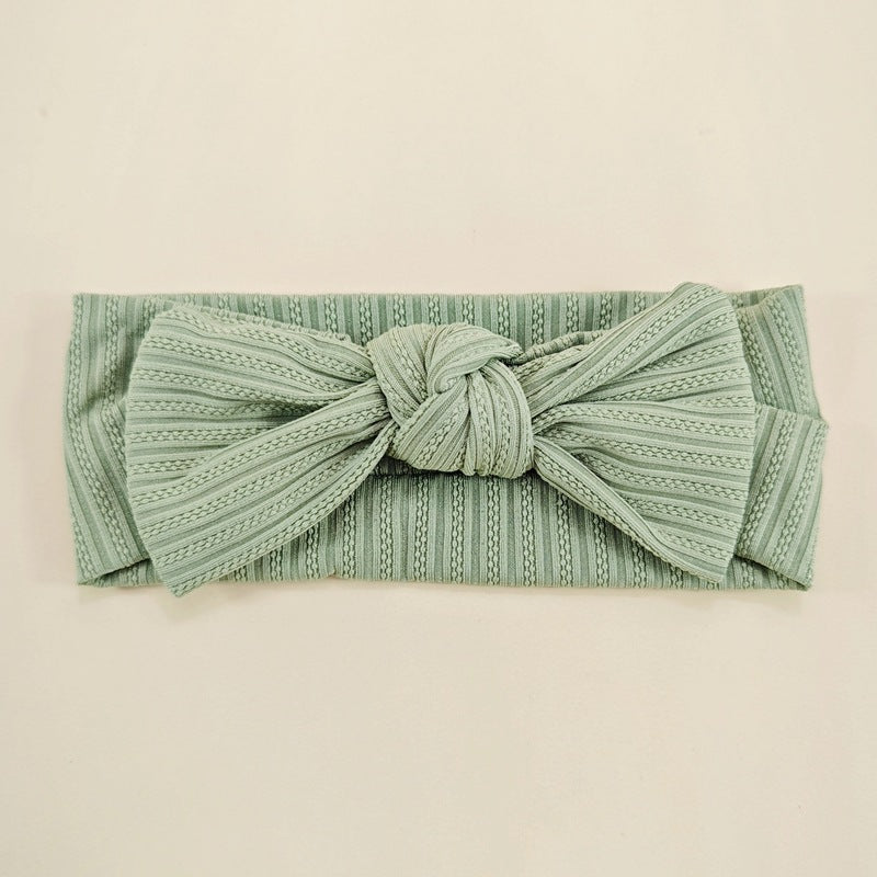 🎀 Baby Bow Knot Headband | Stretchy Ribbed Hair Band
