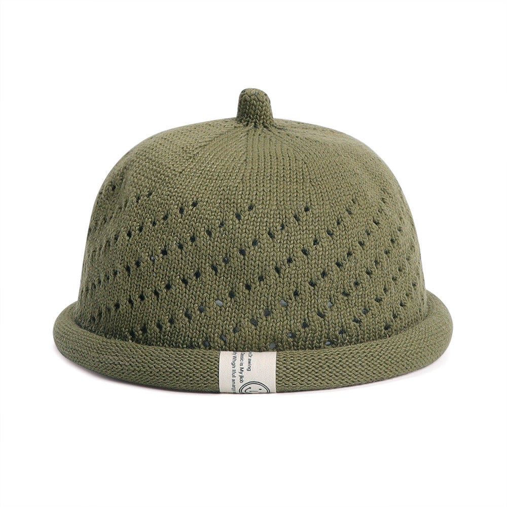 Women's Open-Knit Docker Cap – Rolled Cuff Brimless Knit Hat