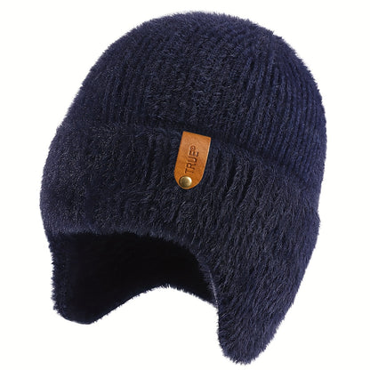 Cozy Plush Knit Earflap Beanie – Soft Winter Hat for Women & Men