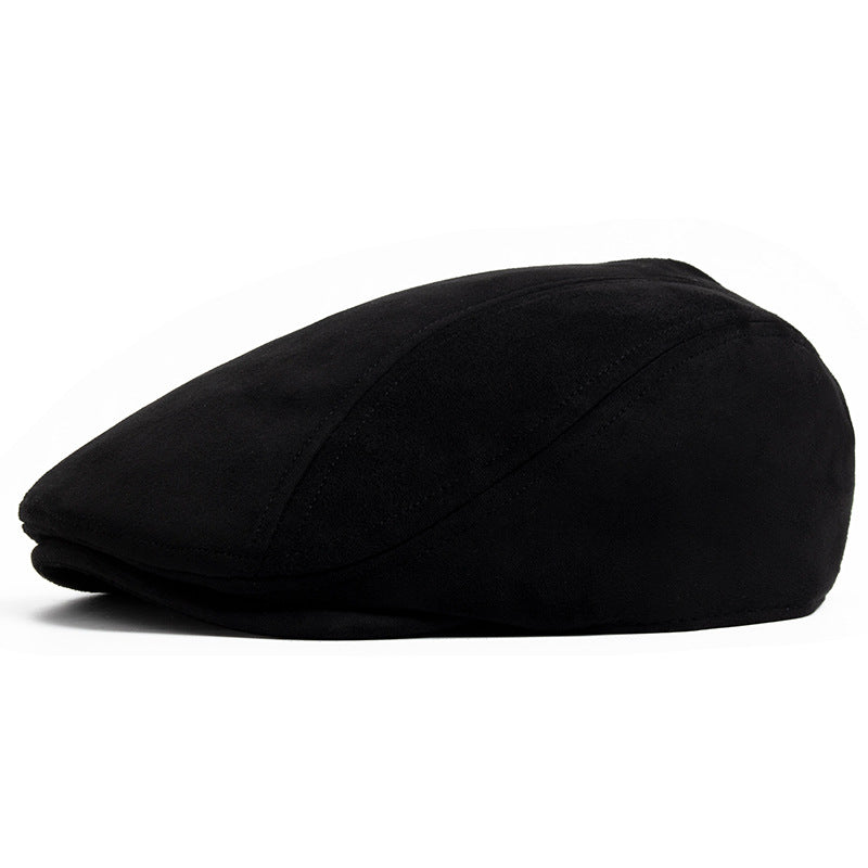 Men's Vintage Suede-Look Flat Cap – Classic Ivy Hat for Fall & Winter