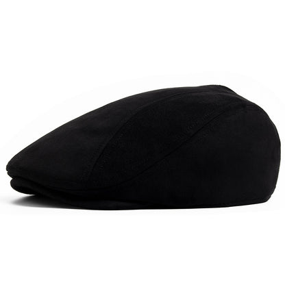 Men's Vintage Suede-Look Flat Cap – Classic Ivy Hat for Fall & Winter