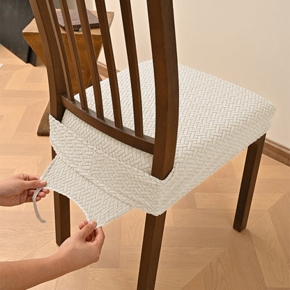 Stretch Jacquard Dining Chair Seat Cover | Dual Elastic Fit