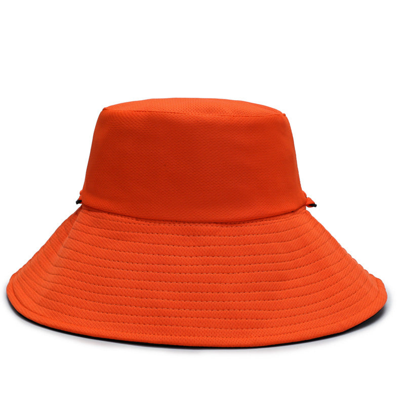 Wide Brim Sun Bucket Hat Adjustable Drawstring UV Protection Outdoor Beach Fishing Hat