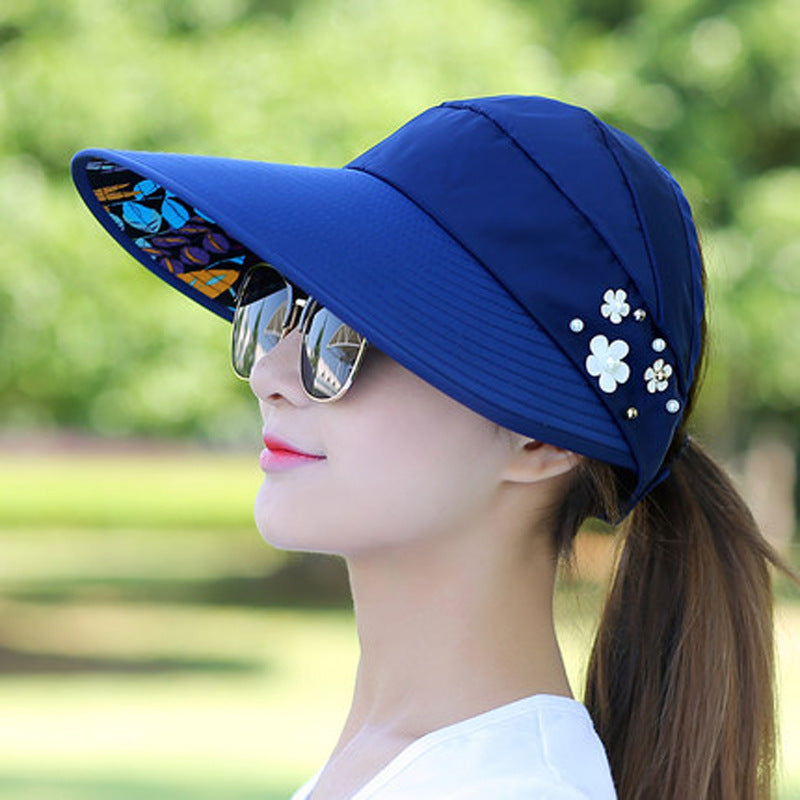 Women's Wide Brim Sun Hat — Foldable, Ponytail-Friendly, 10 Colors
