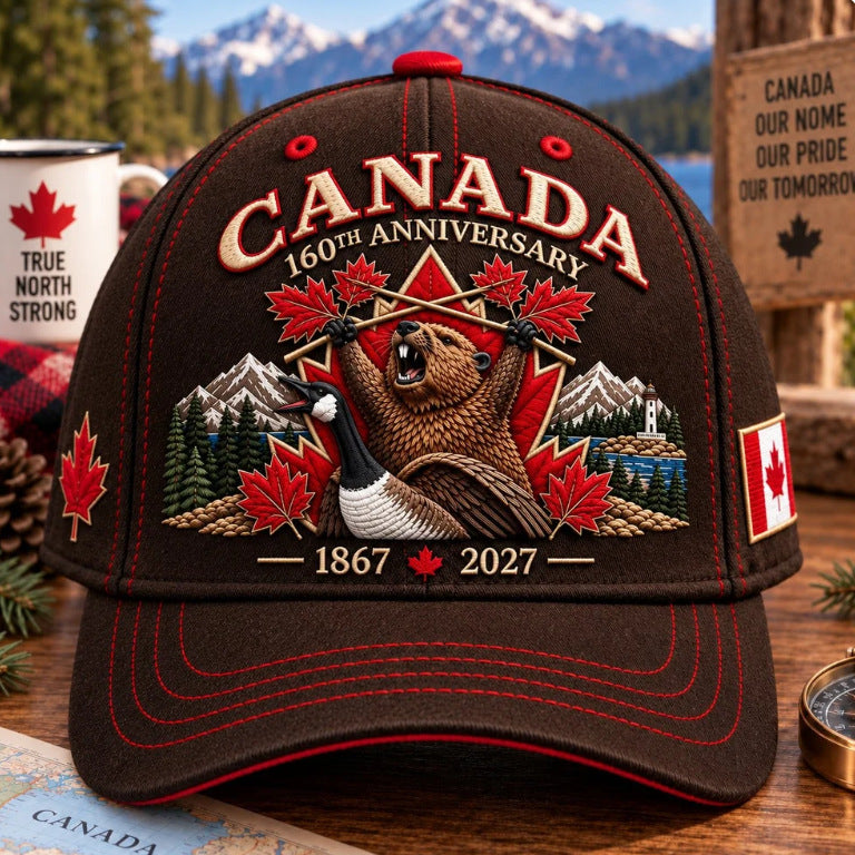 🇨🇦 2027 Canada 160th Anniversary Embroidered Baseball Cap | 1867–2027 Commemorative Hat