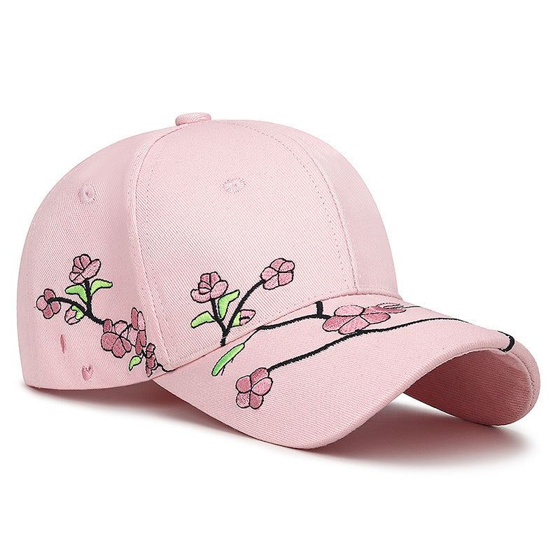 Chinese-Inspired Plum Blossom Embroidered Baseball Cap