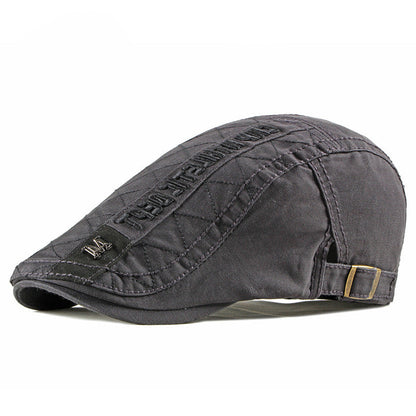 Washed Cotton Vintage Flat Cap — Adjustable Fit.