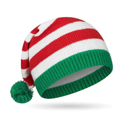 Christmas Knit Beanie Hat for Adults – Festive Tree & Striped Pom-Pom Styles