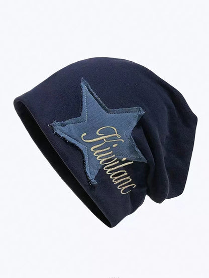 Women's Slouchy Star Patch Beanie | Vintage Cotton Hat