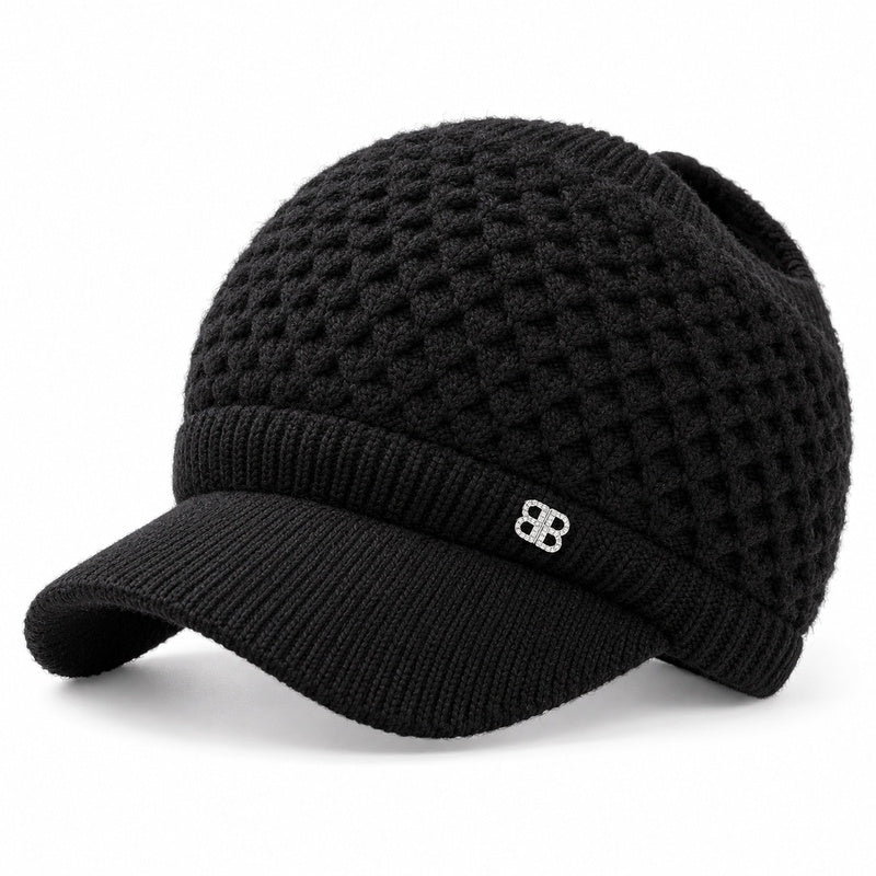 ✨ Hair Up, Stay Cozy | Women's Knit Ponytail Visor Beanie