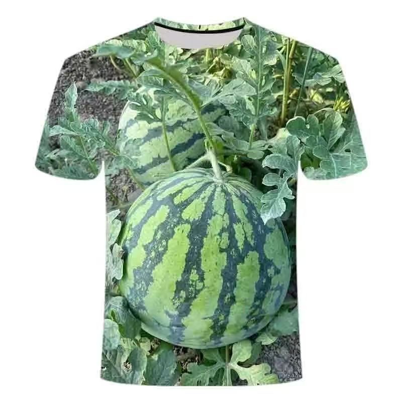 3D Watermelon Print Unisex Summer Casual Graphic T-Shirt