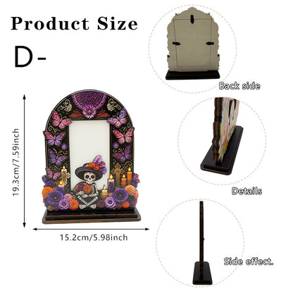 Sugar Skull Day of the Dead Wooden Photo Frame