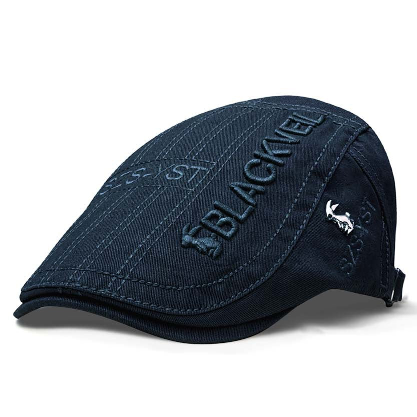 Embroidered Adjustable Flat Cap for Men