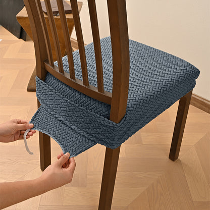 Stretch Jacquard Dining Chair Seat Cover | Dual Elastic Fit