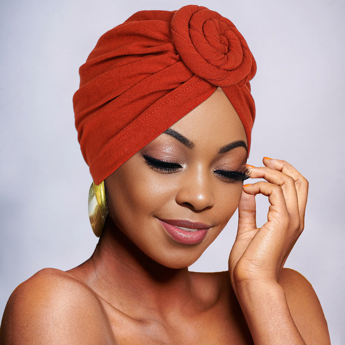 🌹 Pre-Tied Rosette Turban Cap | Effortless Headwrap Style
