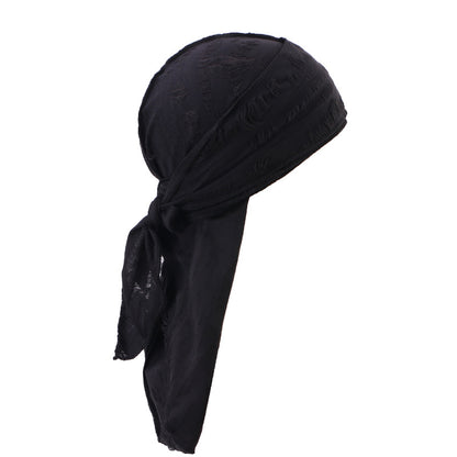 Retro Distressed Tie-Back Head Wrap – Vintage Ripped Long Tail Headscarf