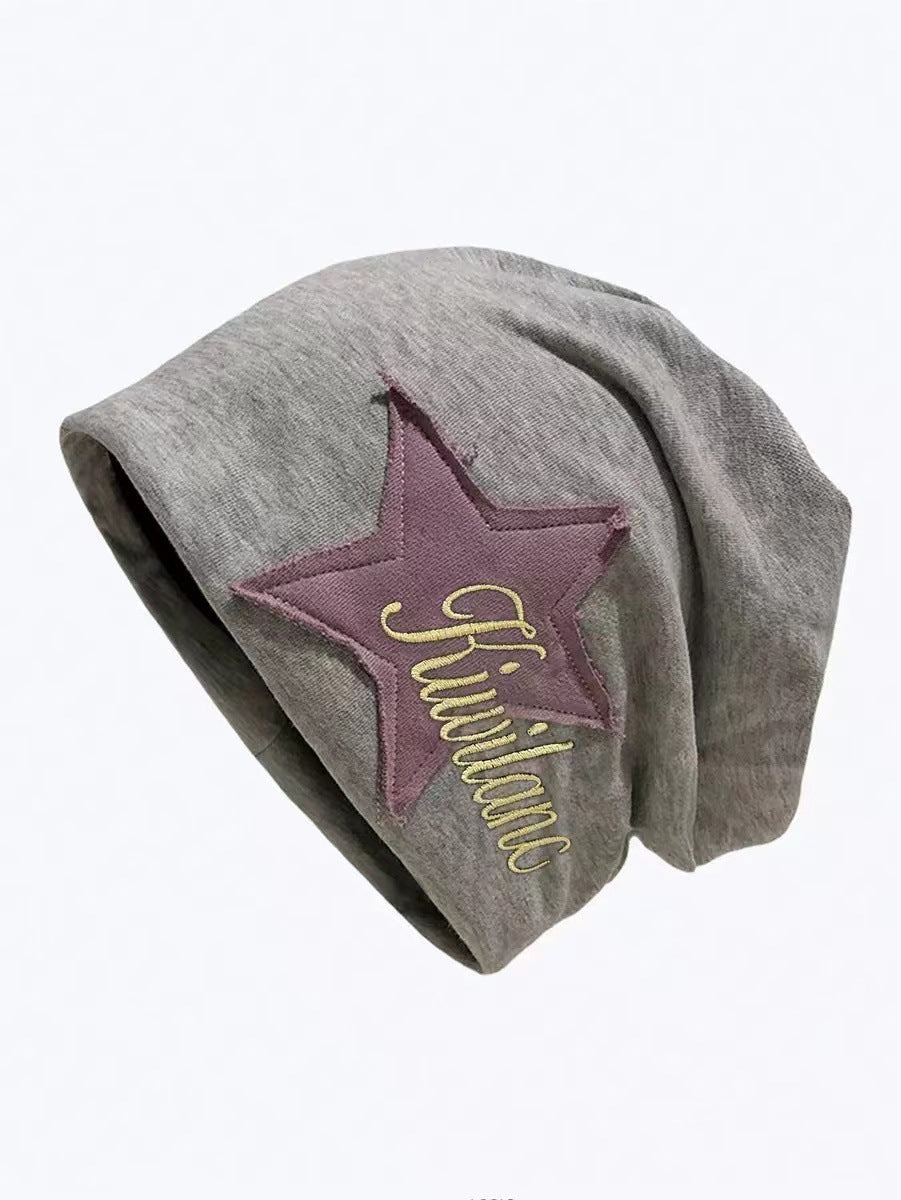 Women's Slouchy Star Patch Beanie | Vintage Cotton Hat
