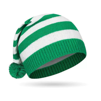 Christmas Knit Beanie Hat for Adults – Festive Tree & Striped Pom-Pom Styles