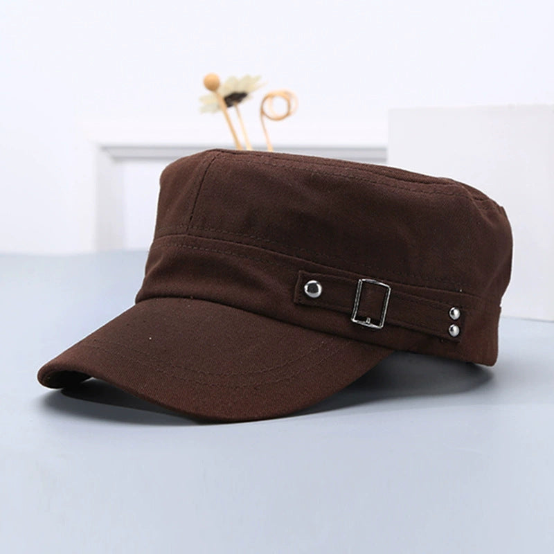 Adjustable Cotton Military Cadet Cap Flat Top Sun Hat for Men Women
