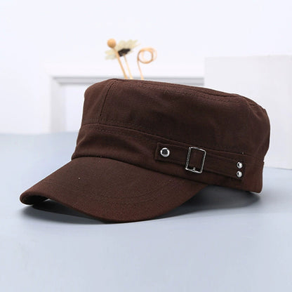 Adjustable Cotton Military Cadet Cap Flat Top Sun Hat for Men Women