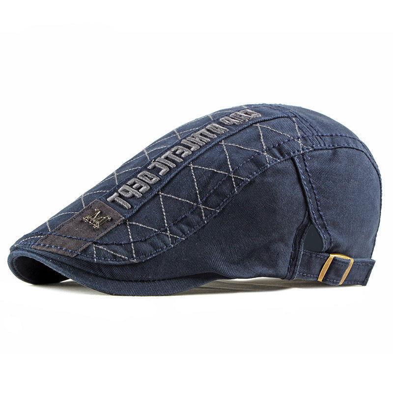 Washed Cotton Vintage Flat Cap — Adjustable Fit.