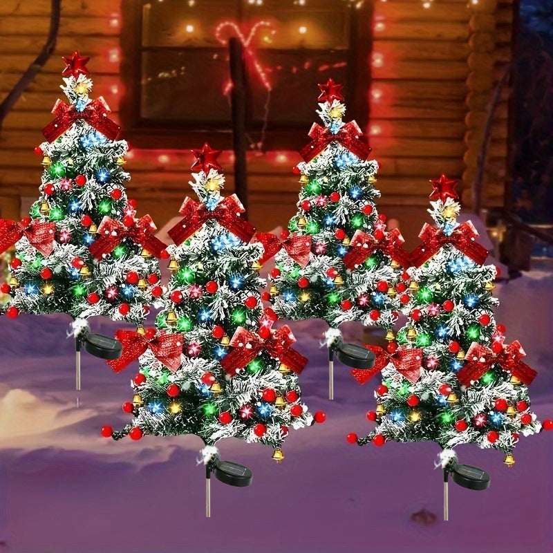 🎄 Solar LED Christmas Tree Stake Lights | Festive Outdoor Yard Decor