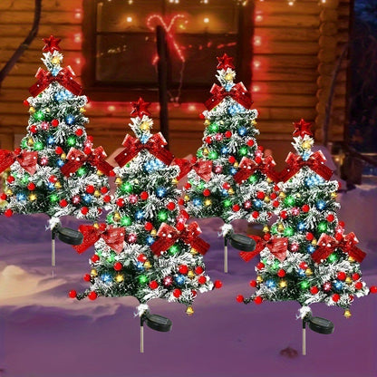 🎄 Solar LED Christmas Tree Stake Lights | Festive Outdoor Yard Decor