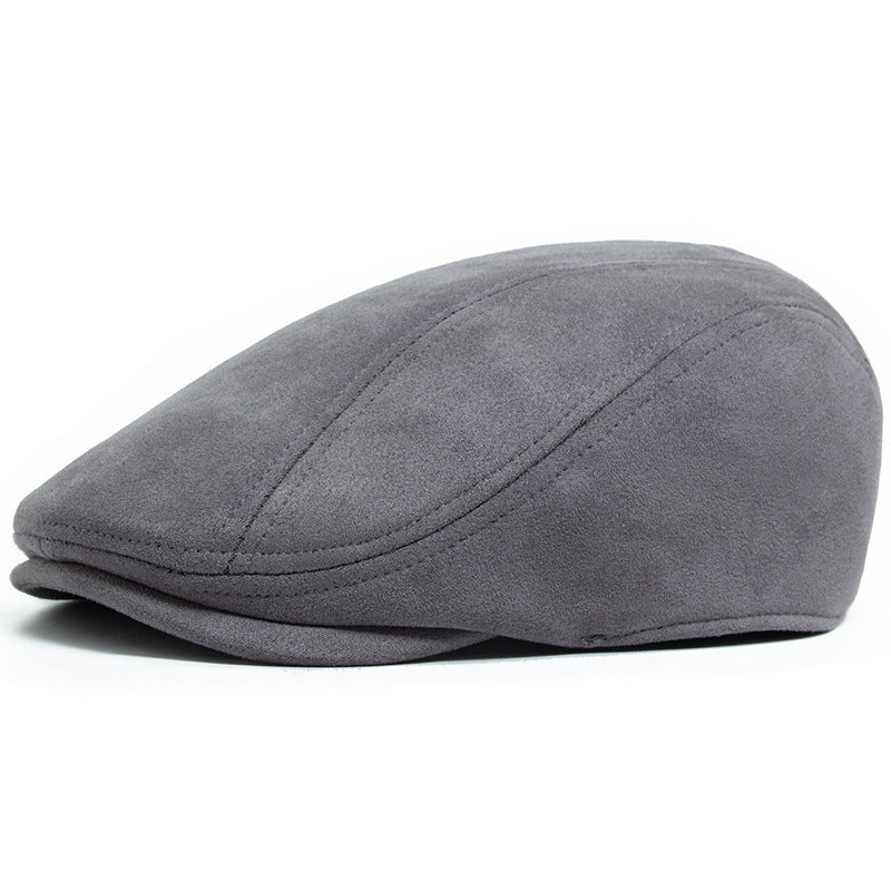 Men's Vintage Suede-Look Flat Cap – Classic Ivy Hat for Fall & Winter