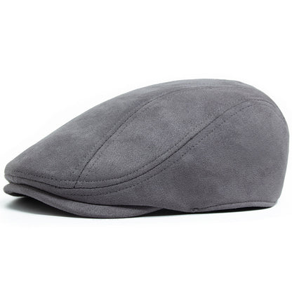 Men's Vintage Suede-Look Flat Cap – Classic Ivy Hat for Fall & Winter
