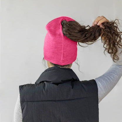 Women's Magnetic Ponytail Beanie | Knit Winter Hat