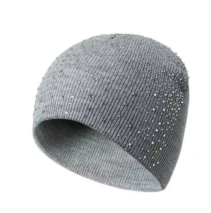 Women's Rhinestone Knit Beanie | Sparkly Winter Hat