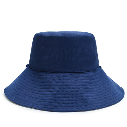 Wide Brim Sun Bucket Hat Adjustable Drawstring UV Protection Outdoor Beach Fishing Hat