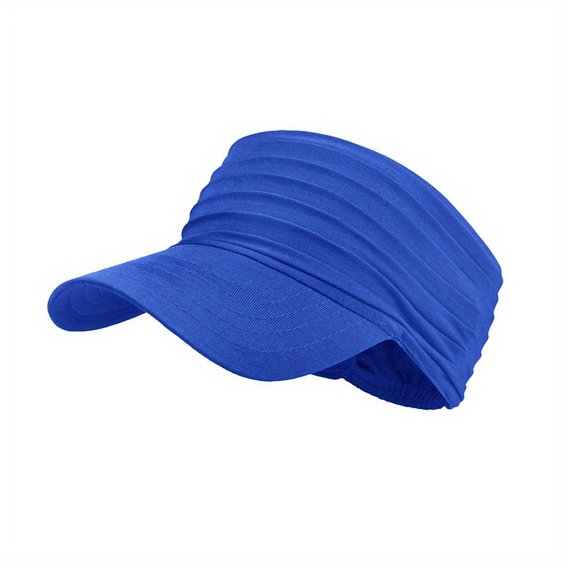 Open-Top Sports Visor Hat – Pleated Ponytail-Friendly Sun Visor