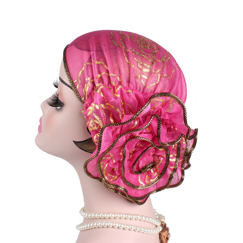 🌹Rose Floral Turban Cap | Pre-Styled Flower Headwrap