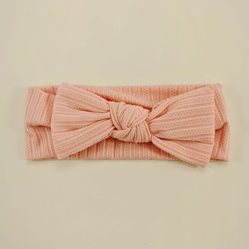 🎀 Baby Bow Knot Headband | Stretchy Ribbed Hair Band