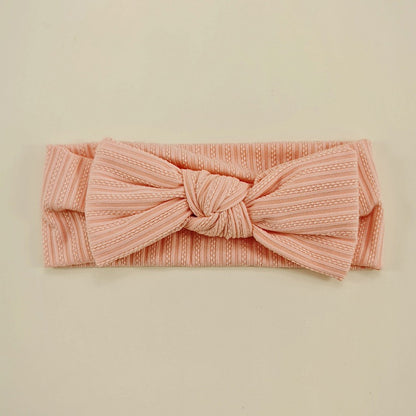 🎀 Baby Bow Knot Headband | Stretchy Ribbed Hair Band