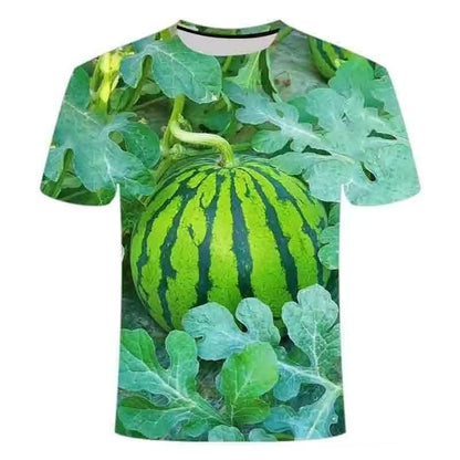 3D Watermelon Print Unisex Summer Casual Graphic T-Shirt