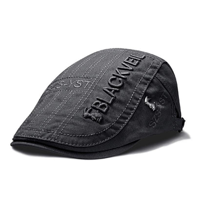 Embroidered Adjustable Flat Cap for Men