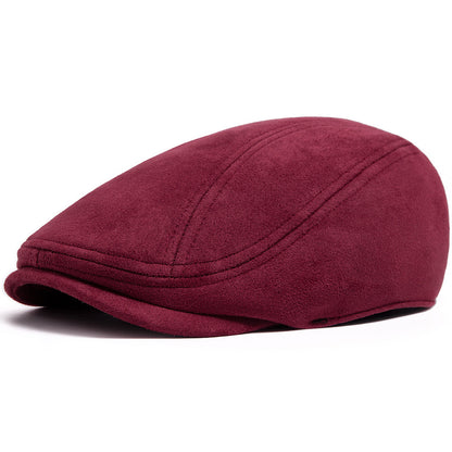 Men's Vintage Suede-Look Flat Cap – Classic Ivy Hat for Fall & Winter