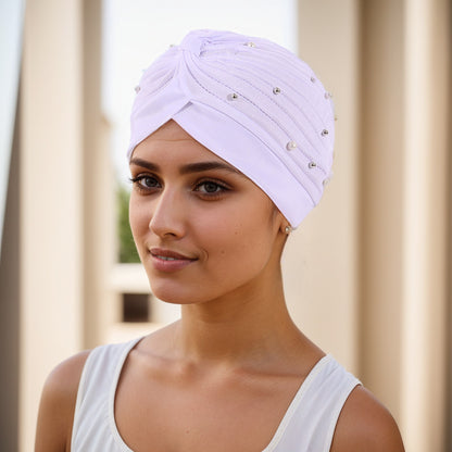 Pearl Pleated Pre-Tied Turban Hat — 8 Colors