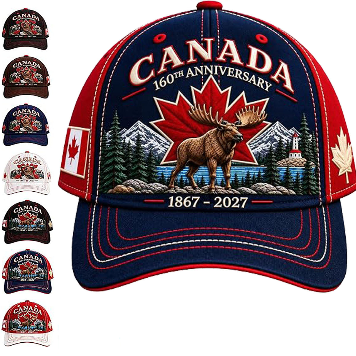 🇨🇦 2027 Canada 160th Anniversary Embroidered Baseball Cap | 1867–2027 Commemorative Hat
