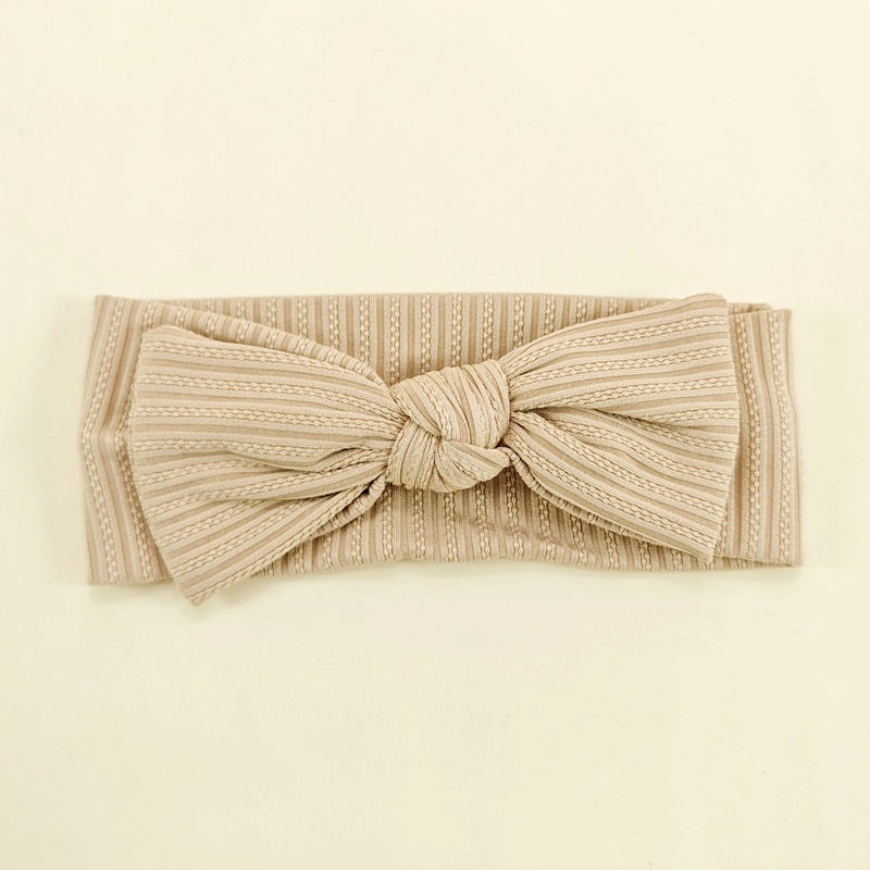 🎀 Baby Bow Knot Headband | Stretchy Ribbed Hair Band