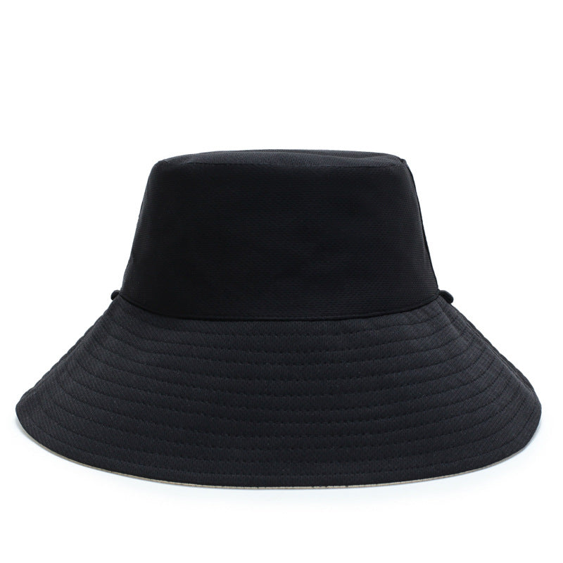 Wide Brim Sun Bucket Hat Adjustable Drawstring UV Protection Outdoor Beach Fishing Hat