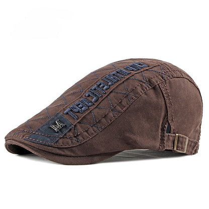 Washed Cotton Vintage Flat Cap — Adjustable Fit.