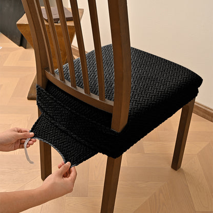 Stretch Jacquard Dining Chair Seat Cover | Dual Elastic Fit