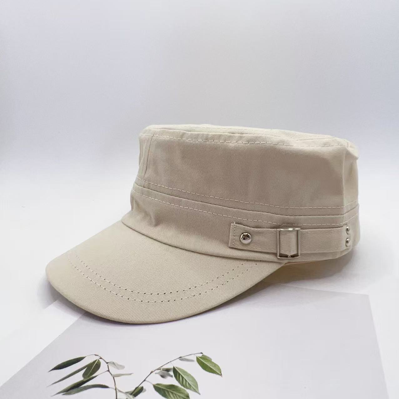 Adjustable Cotton Military Cadet Cap Flat Top Sun Hat for Men Women