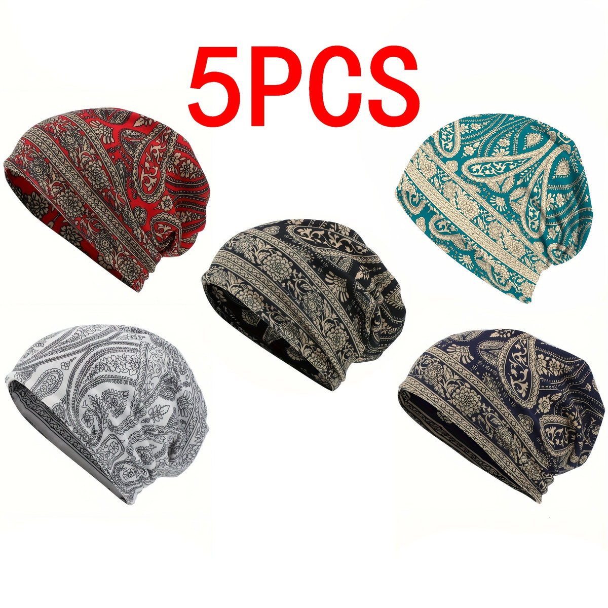 Paisley Slouchy Beanie & Neck Gaiter – Unisex Boho Hat